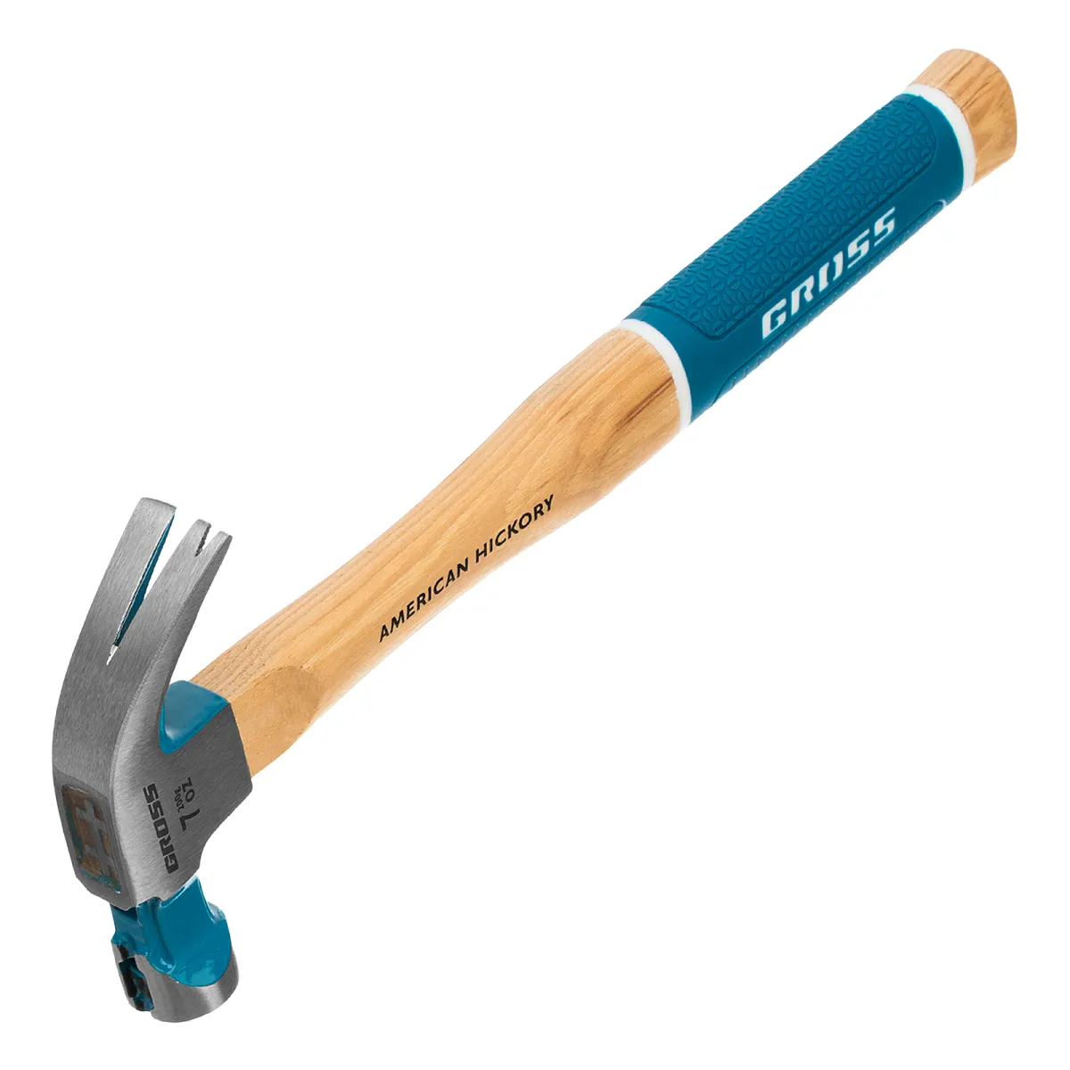 Молоток-гвоздодер, 200 г, угол 45, магнит, обрезиненная рукоятка American hickory