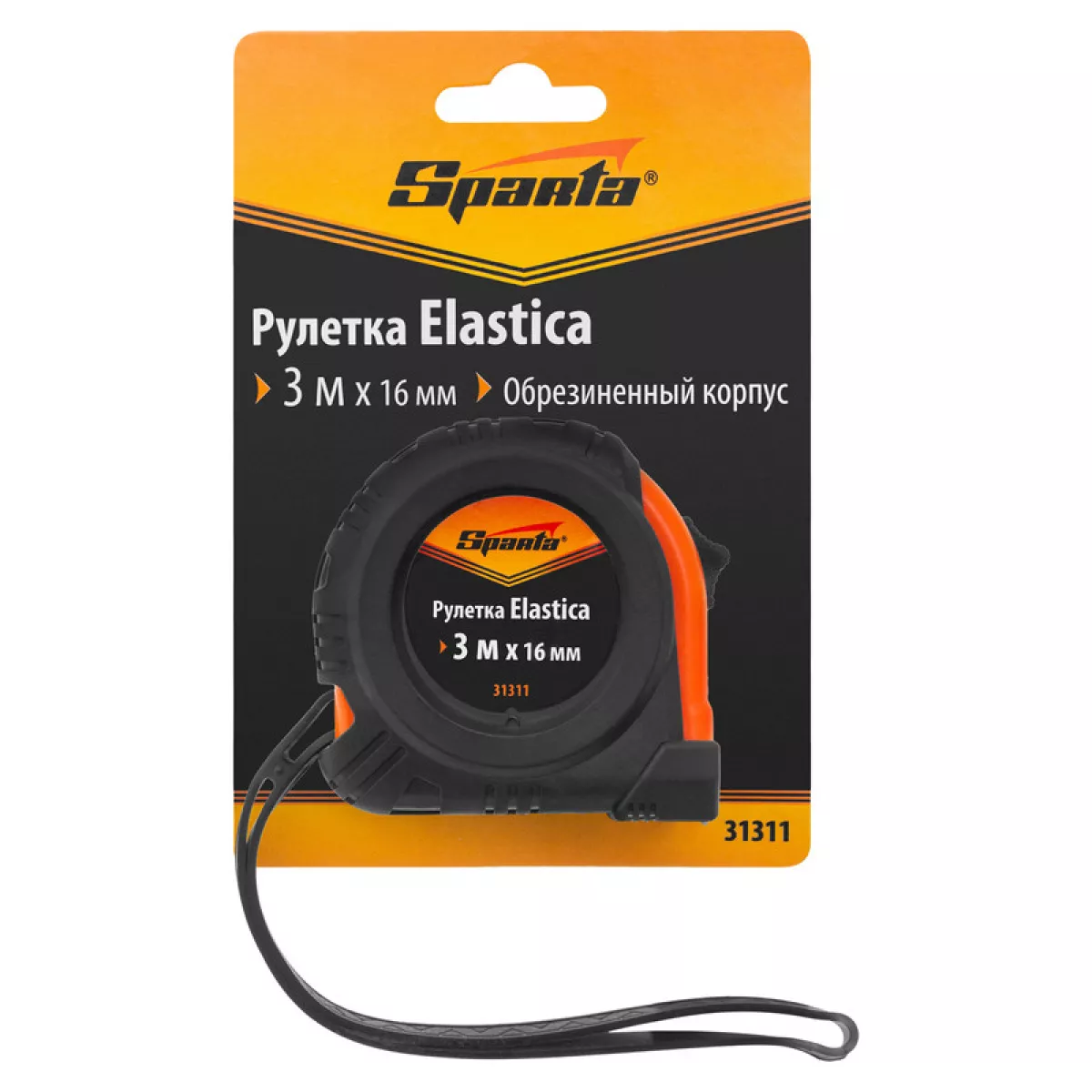 Рулетка Elastica,3 м х 16 мм,обрезиненный корпус