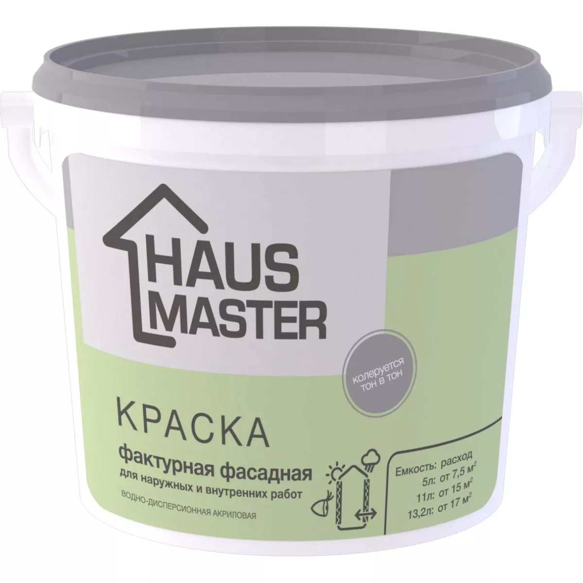 Краска HAUS MASTER фактурная фасадная для наружных и внутренних работ белая 13,2л (17,0 кг)