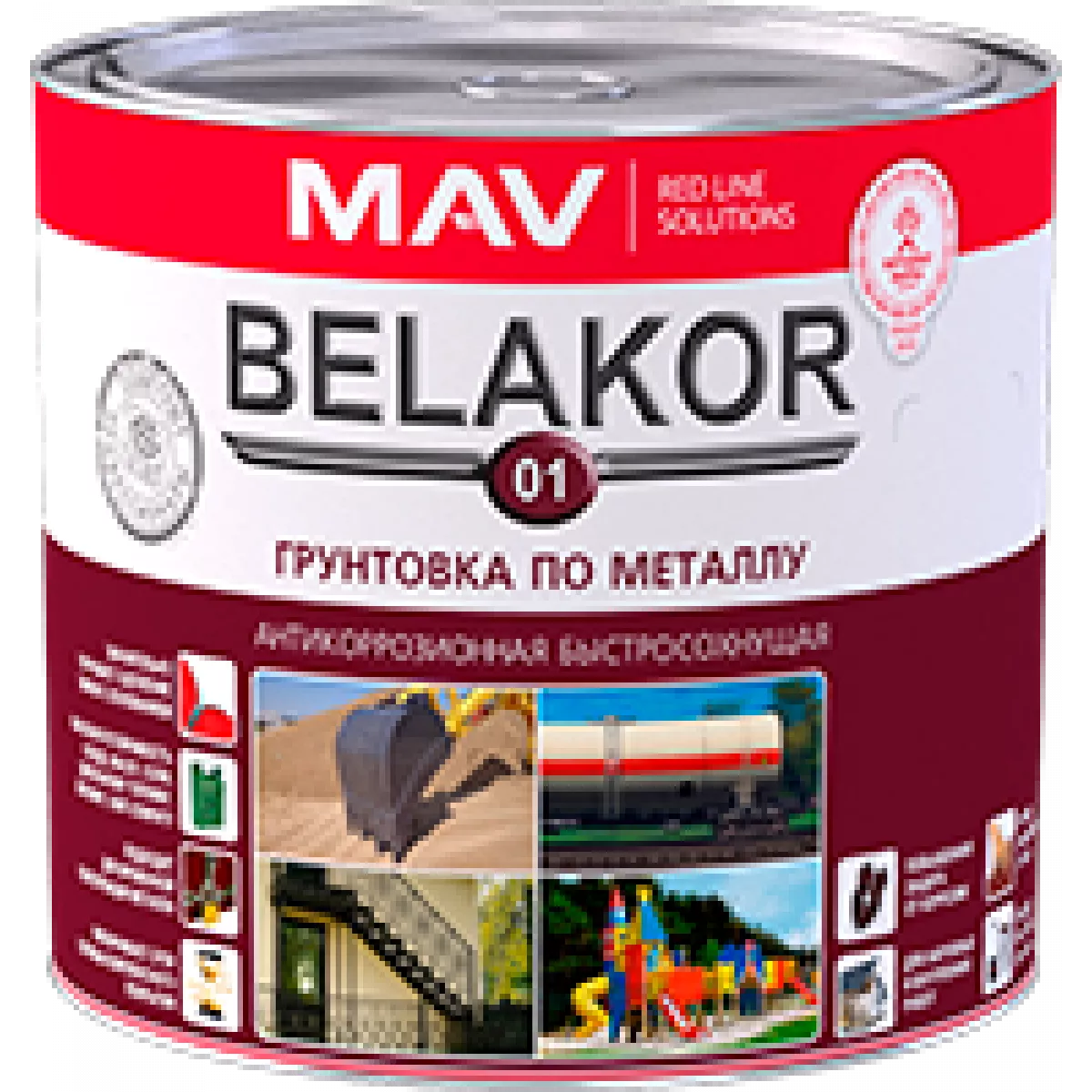 Грунтовка BELAKOR 01 по металлу антикоррозионная быстросохнущая серая 1л (1кг)(9б в упак.)