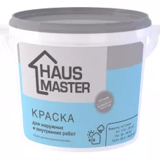 Краска HAUS MASTER для наружных и внутренних работ белая матовая 11л (14,0 кг) NEW