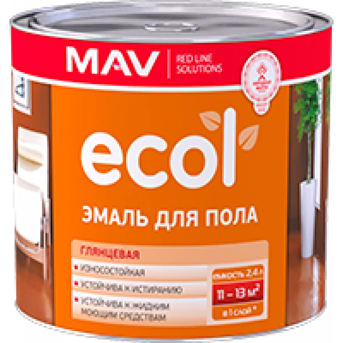 Эмаль ECOL для пола (ПФ-266) золотисто-коричневая глянцевая 10л (11 кг)