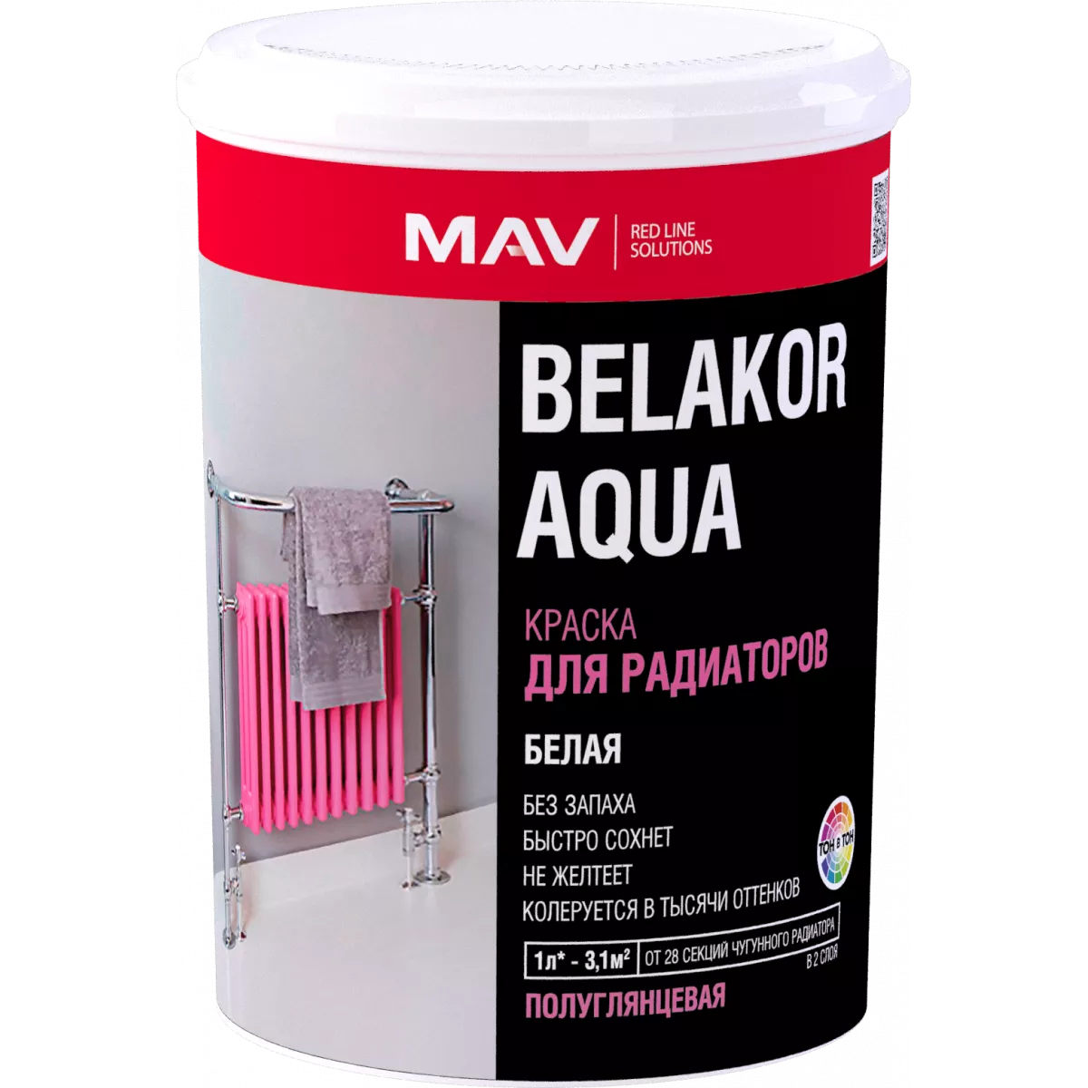 Краска BELAKOR AQUA Для радиаторов белая п/мат 0,5л (0,5кг)