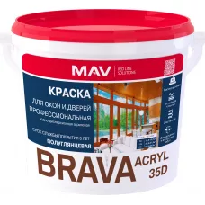 Краска BRAVA ACRYL 35D для окон и дверей профессиональная (ВД-АК-1035д) белая п/гл 11л (11,0кг)