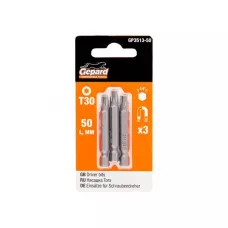 Насадка TORX T30 50мм  3шт GEPARD (GP3513-50) (бита звездочка шестилучевая звезда сталь S2  магнитная)