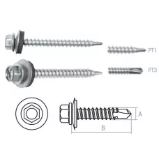 Саморез кровельный 4.8х19 мм цинк, шайба с прокл., PT1 (250 шт в карт. уп.) STARFIX ( по дереву)