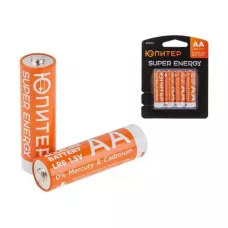 Батарейка AA LR6 1,5V alkaline 4шт. ЮПИТЕР