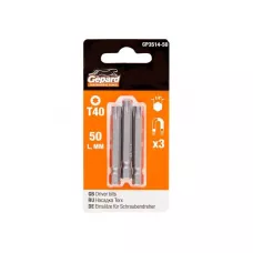 Насадка TORX T40 50мм  3шт GEPARD (GP3514-50) (бита звездочка шестилучевая звезда сталь S2  магнитная)