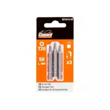 Насадка TORX T20 50мм  3шт GEPARD (GP3510-50) (бита звездочка шестилучевая звезда сталь S2  магнитная)