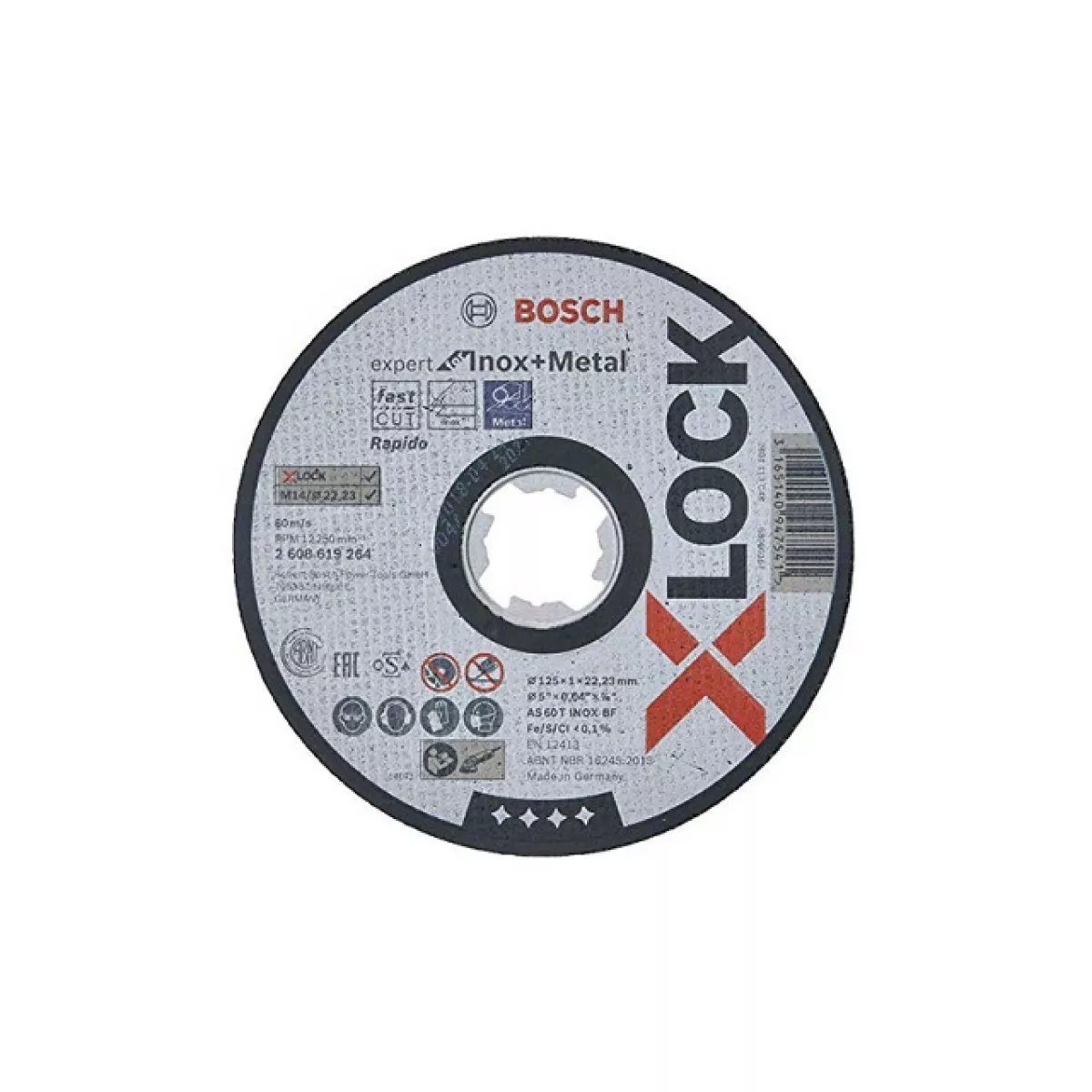 Круг отрезной 125х1.6x22.2 мм для нерж. стали X-LOCK Standard for Inox BOSCH ( прямой, подходит для всех типов УШМ)