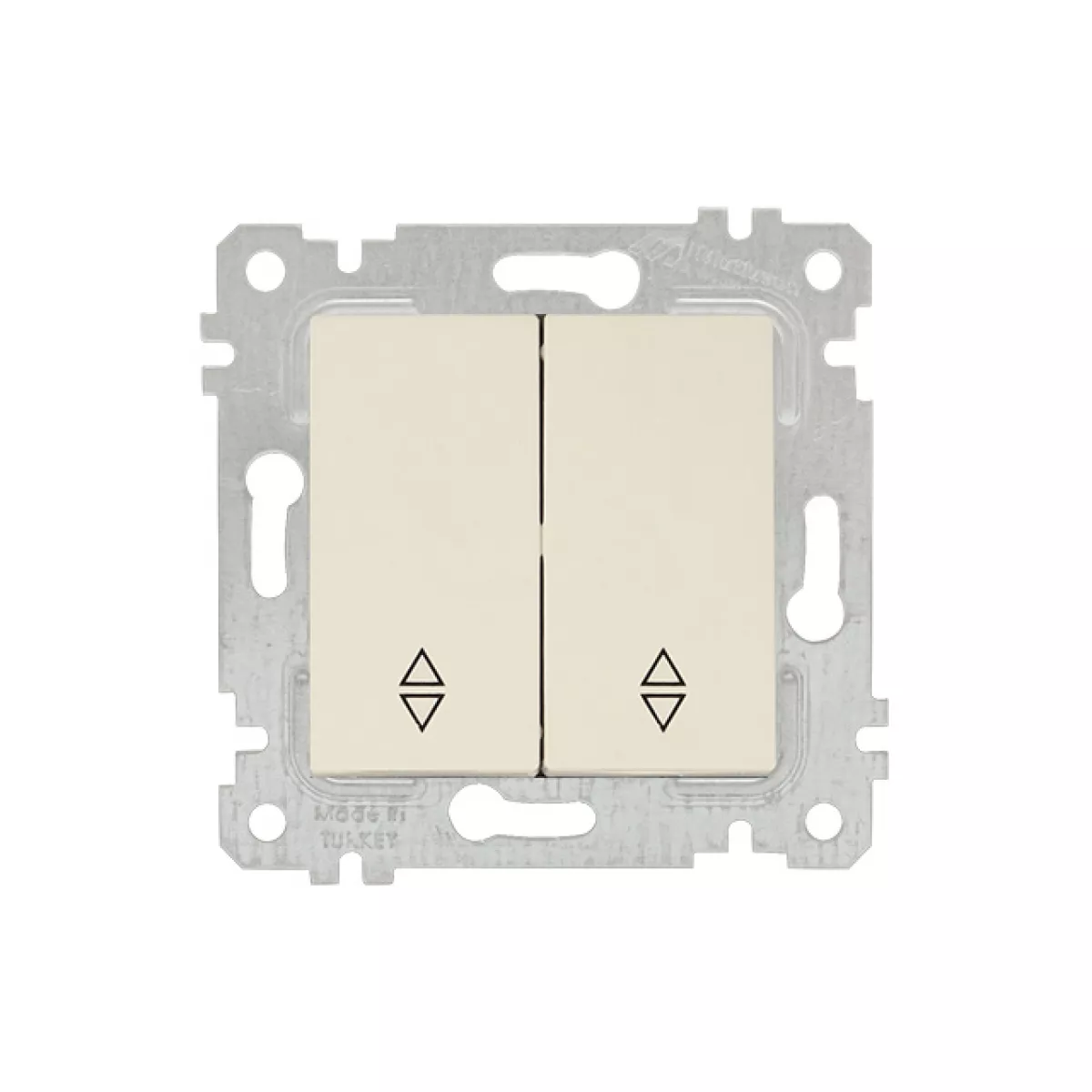 Выключатель проходной 2-клав. (скрытый, без рамки, винт. зажим) кремовый, RITA, MUTLUSAN (10 A, 250 V, IP 20)