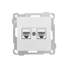 Розетка компьютерная 2xRJ45 (Cat5e, скрытая, без рамки) белая, DARIA, MUTLUSAN ((2xRJ 45) 8-pin, соединения типа 568A или 568B)