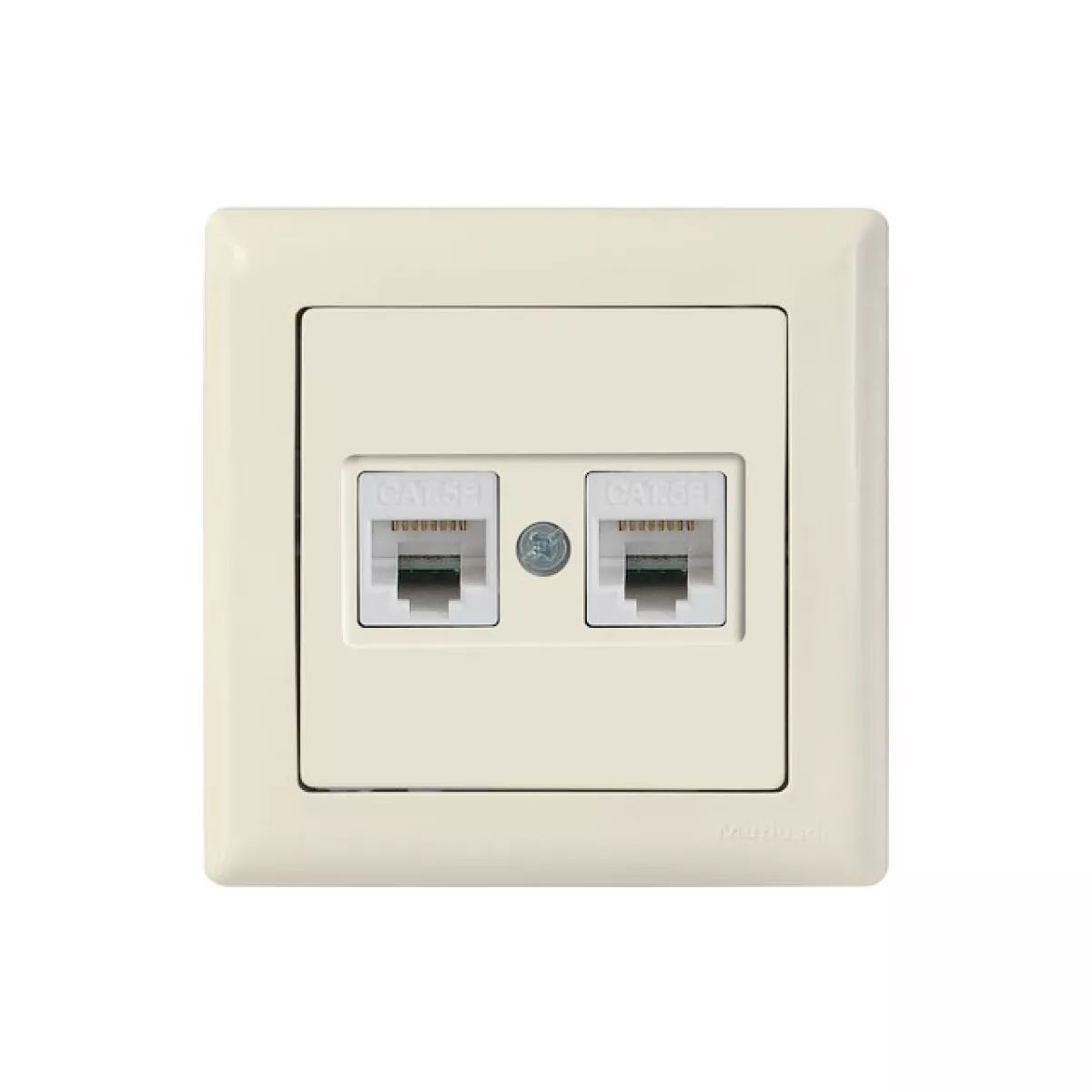 Розетка компьютерная 2xRJ45 (Cat5e, скрытая) кремовая, DARIA, MUTLUSAN ((2xRJ 45) 8-pin, соединения типа 568A или 568B)