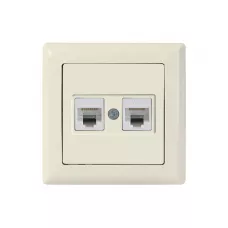 Розетка компьютерная 2xRJ45 (Cat5e, скрытая) кремовая, DARIA, MUTLUSAN ((2xRJ 45) 8-pin, соединения типа 568A или 568B)