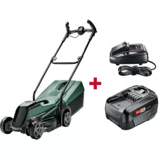 Газонокосилка аккумуляторная BOSCH CityMower 18 (18.0 В, 1 акк., 4.0 А/ч, Li-Ion, шир. 340 мм, выс. 30-60 мм, металлич. корпус, травосборник 6)