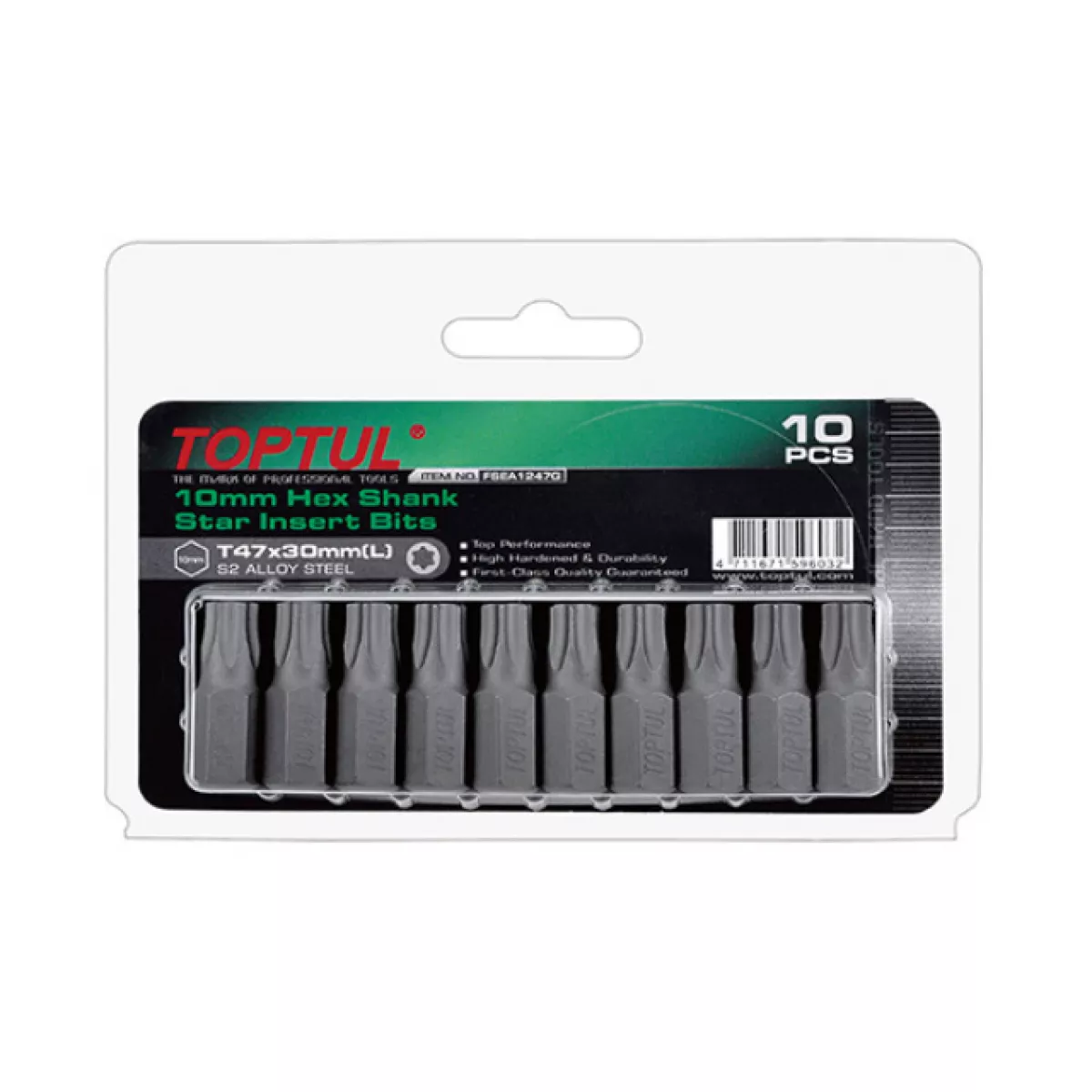 Насадка TORX T20 30мм 10шт блистер TOPTUL