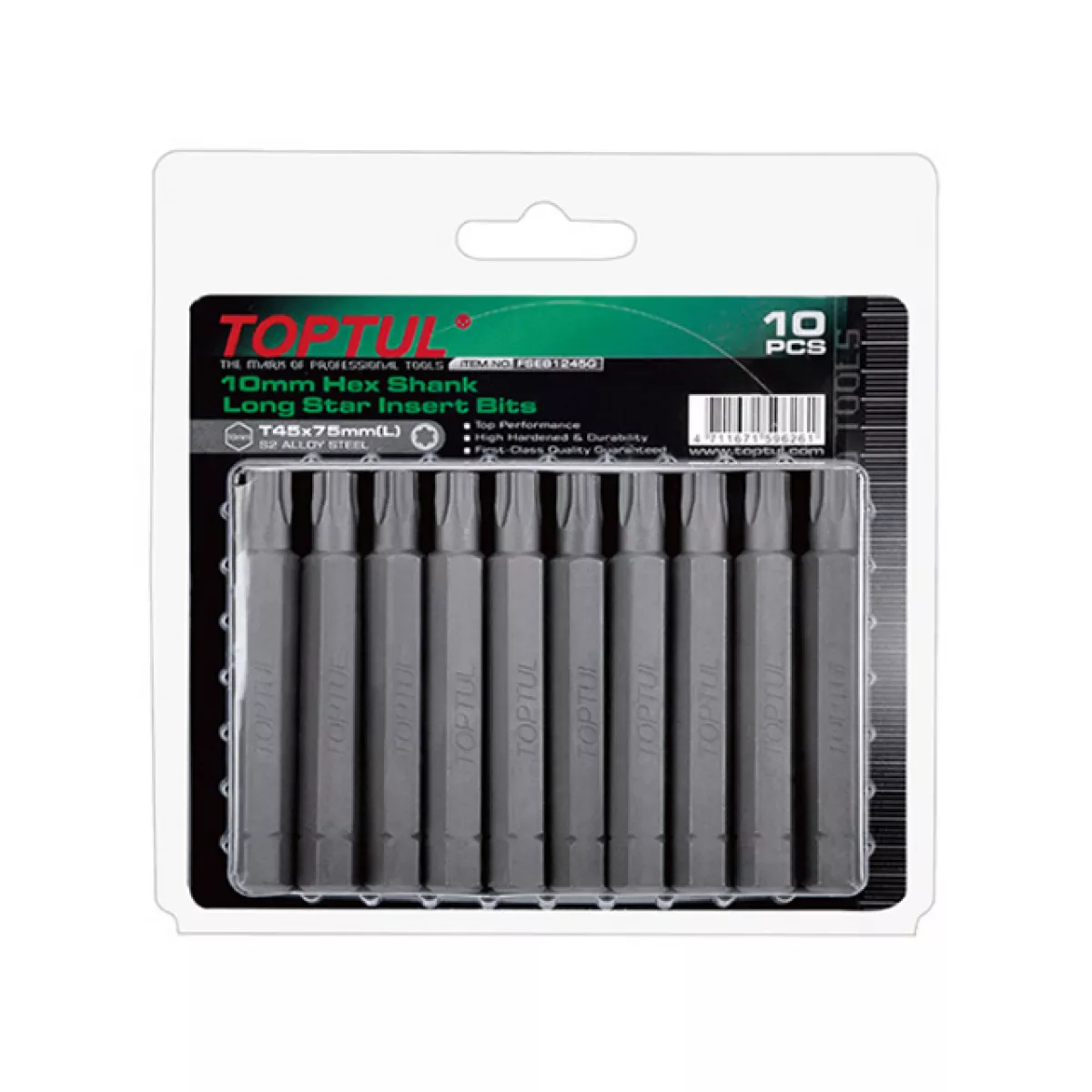 Насадка TORX T20 75мм LONG 10шт блистер TOPTUL