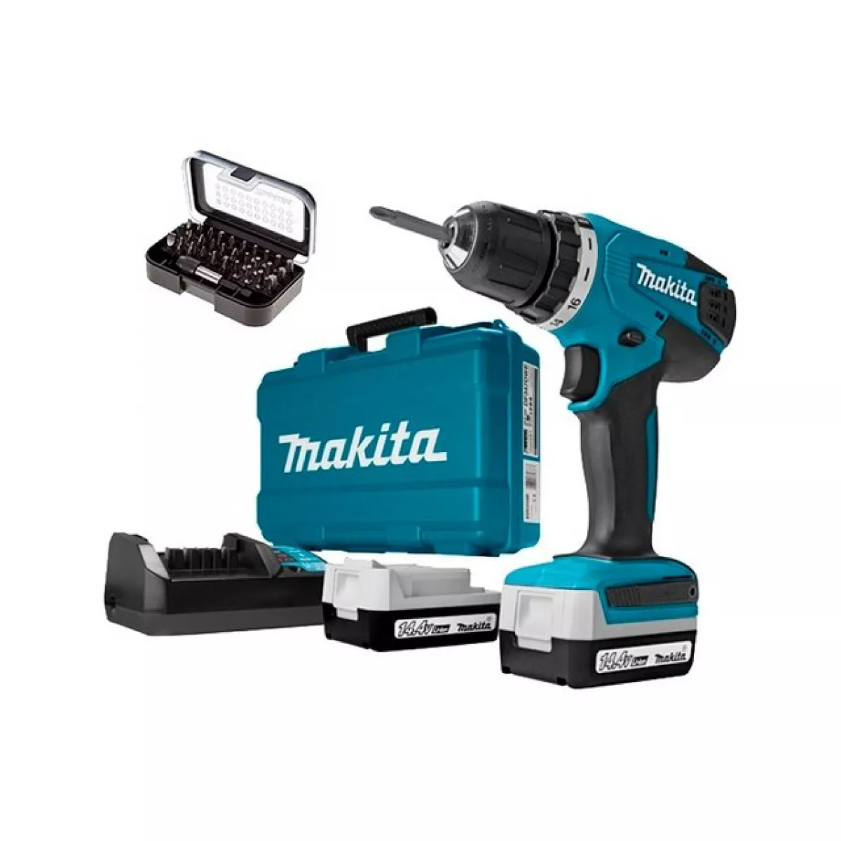 Аккум. дрель-шуруповерт MAKITA DF 347 DWE X8 в чем. (14.4 В, 2 акк., 1.5 А/ч Li-Ion, 2 скор., 23 Нм, шурупы до 6 мм)