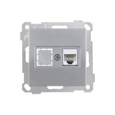 Розетка компьютерная 1xRJ45 (Cat5e) серебро, ELITRA, MUTLUSAN