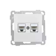 Розетка компьютерная 2xRJ45 (Cat5e) белая, ELITRA, MUTLUSAN