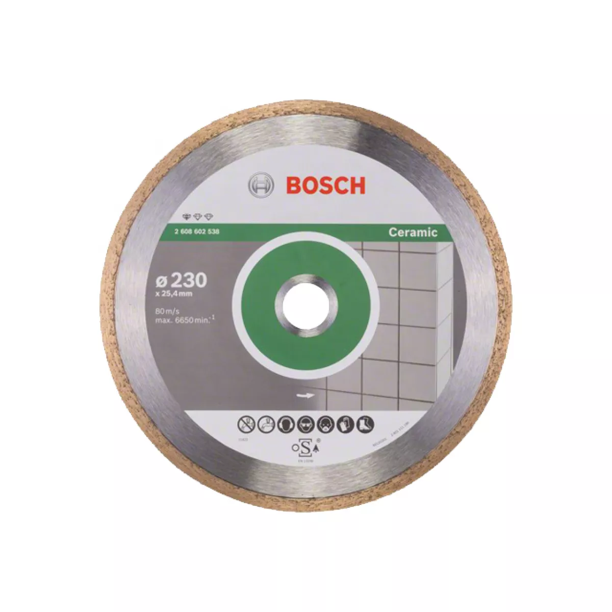 Алмазный круг 230х25.4 мм по керамике сплошн. Standard for Ceramic BOSCH ( сухая резка)