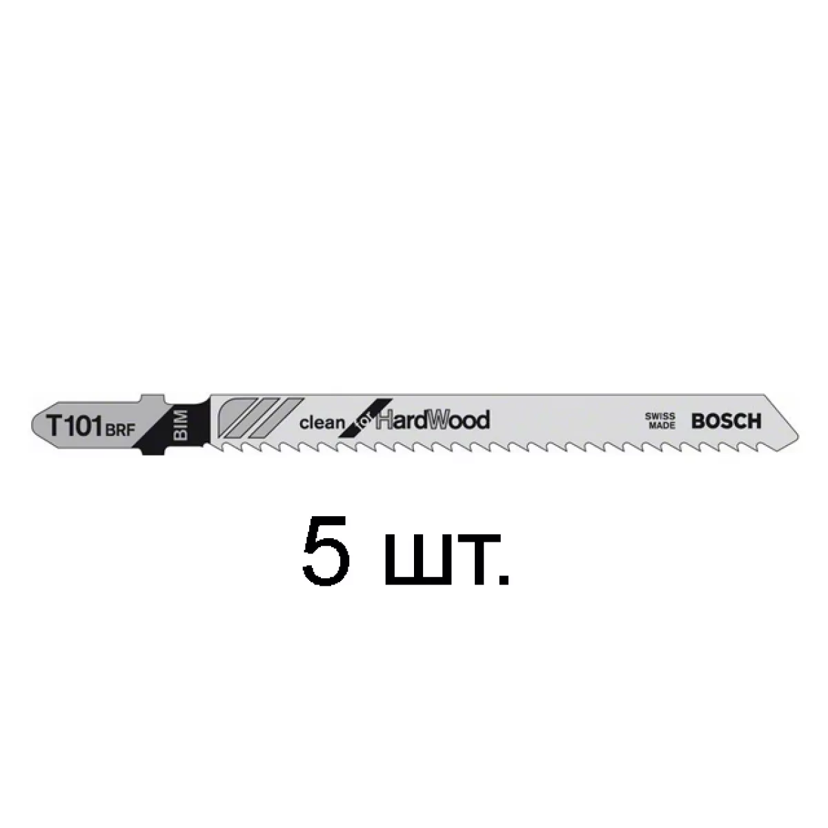 Пилка лобз. по дереву/ламинату T101BRF (5 шт.) BOSCH (пропил прямой, тонкий, для точного реза, в т.ч. в твердой древисине)