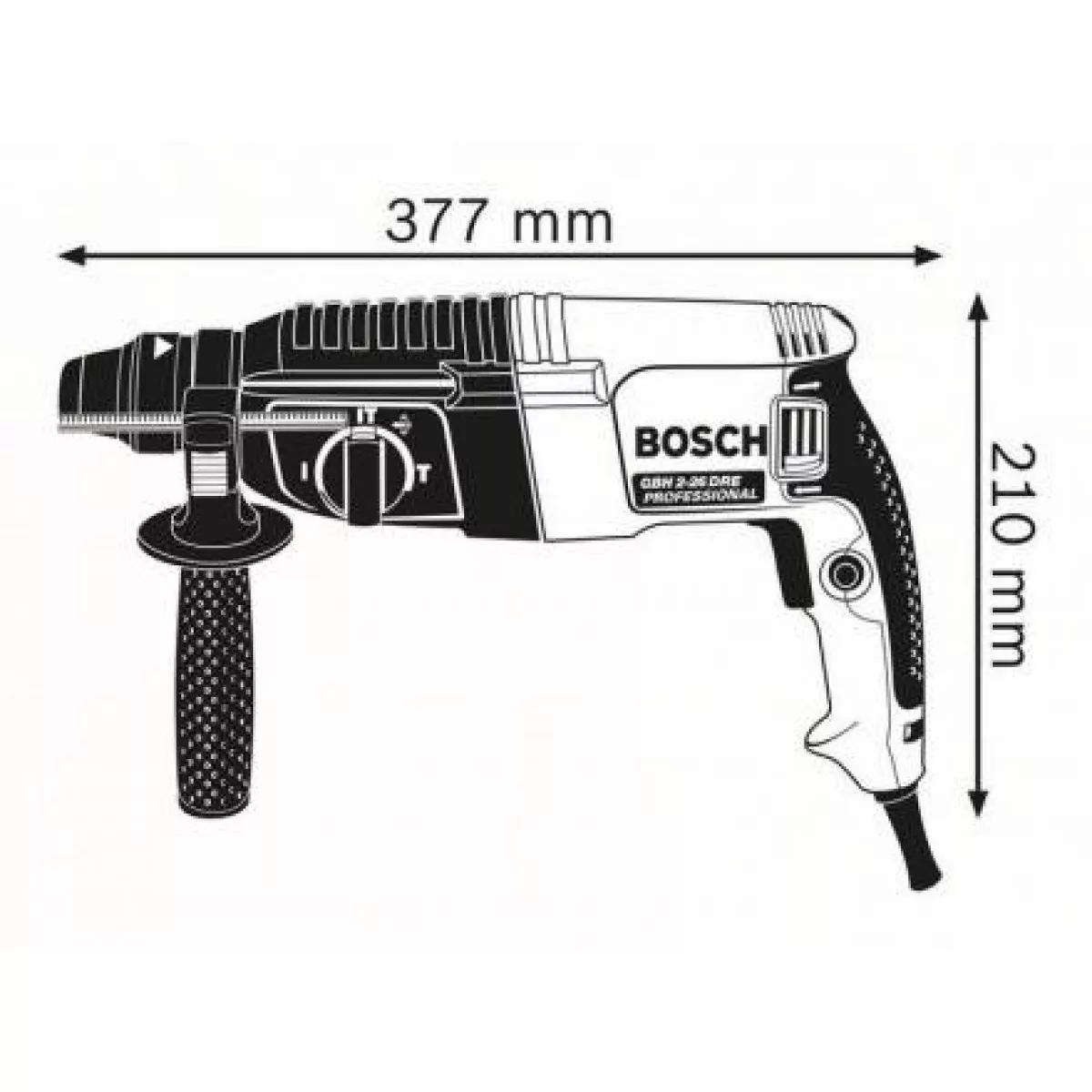 Перфоратор BOSCH GBH 2-26 DRE в чем. (800 Вт, 2.7 Дж, 3 реж., патрон SDS-plus, вес 2.7 кг)