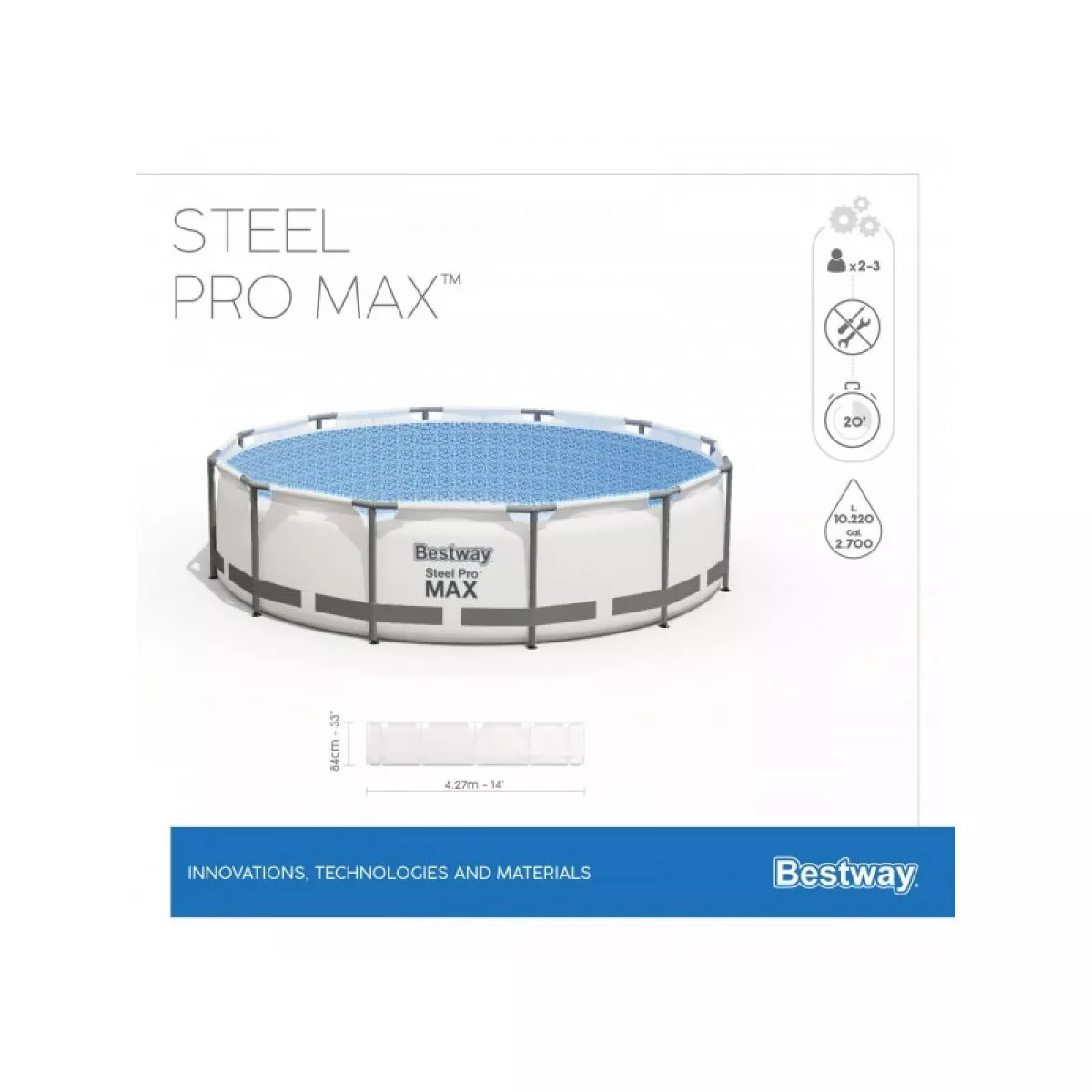 Каркасный бассейн Steel Pro MAX, 427 х 84 см, комплект, BESTWAY