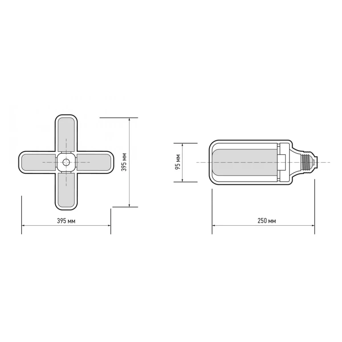 Лампа PLED PPG 36Вт для растений AGRO T95-4p FR 220В E27 JAZZWAY