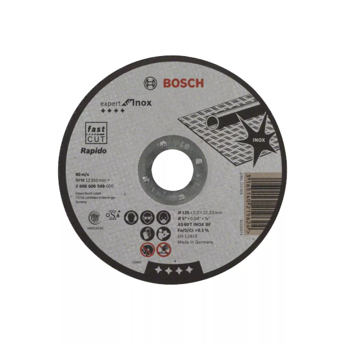 Круг отрезной 125х1.0x22.2 мм для нерж. стали Expert BOSCH