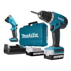 Аккум. дрель-шуруповерт MAKITA DF 347 DWLE в чем. + фонарь (14.4 В, 2 акк., 1.5 А/ч Li-Ion, 2 скор., 30 Нм, шурупы до 8 мм)